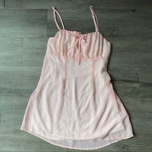 H&M Divided Chiffon Dress Powdered Pink White Checkered
